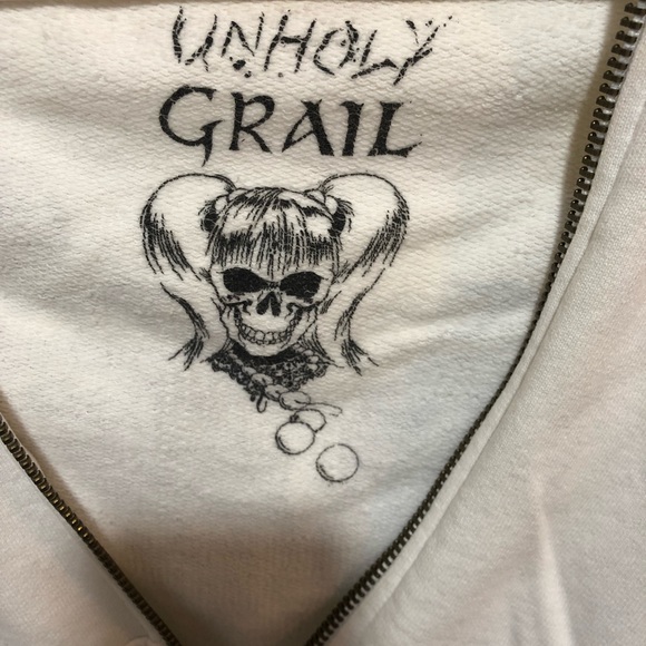 GUC Unholy Grail off- white zipper front hoodie 🐍 - Picture 4 of 6